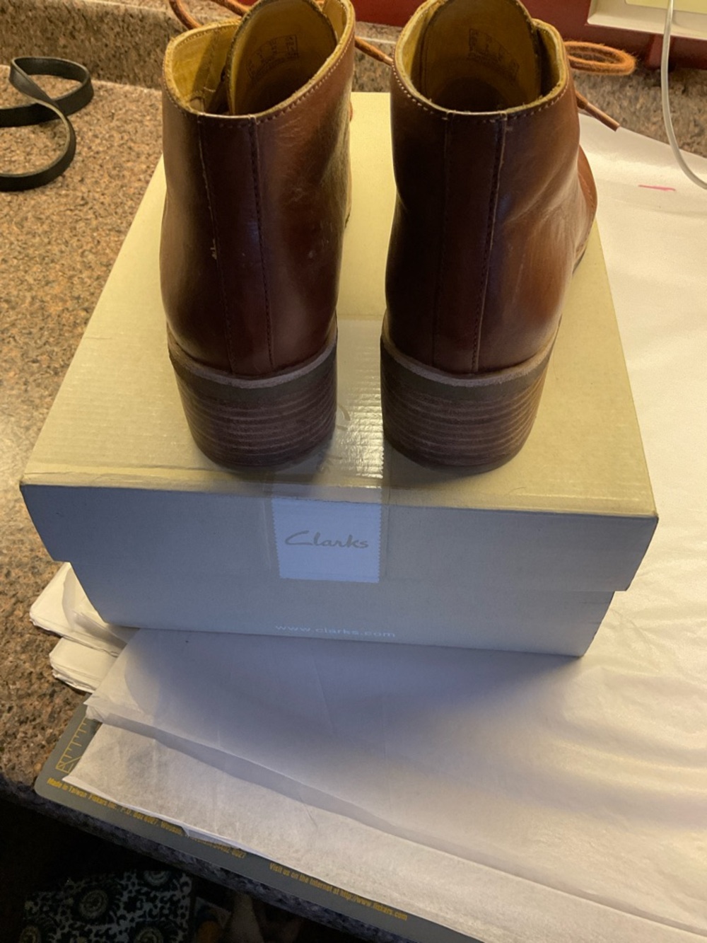Clark’s Cognac Leather Ankle Boots 9 - Picture 4 of 5
